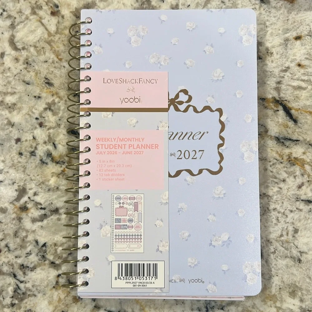LoveShackFancy Light Blue and Gold 2027 Student Planner